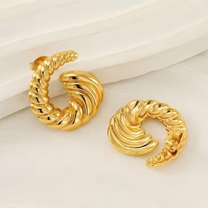 Women's Stainless Steel Earrings With 18K Gold Plating Trendy Spiral <b>Titanium</b> Steel Design Simple Personality Fashion Jewelry - Product Image 5