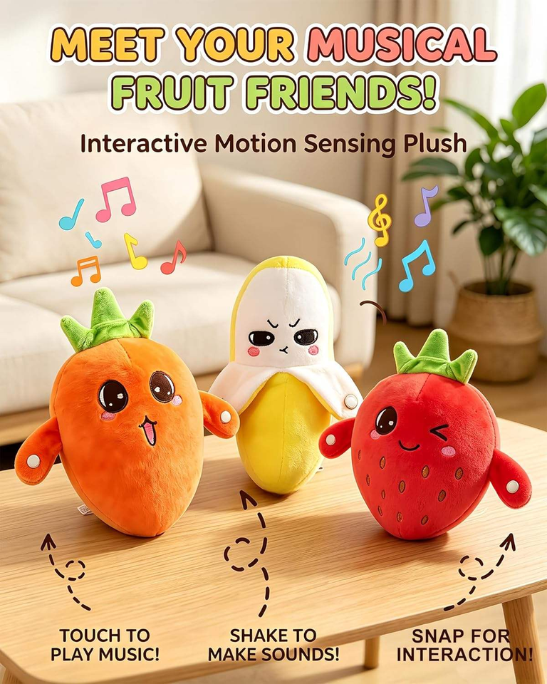 Cute Audio Player Html Soft Plush Plants Human Induction Rhythm Piano Cute Fruit Carrot Touch ...