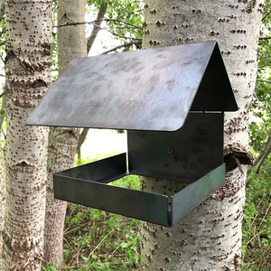 JH-Mech Pointed Roof <strong>Wall</strong> <strong>Mounted</strong> <strong>Bird</strong> <strong>Feeder</strong> Metal Steel <strong>Bird</strong> <strong>Feeder</strong> Rusty Metal Hanging <strong>Bird</strong> <strong>Feeder</strong> - Product Image 5