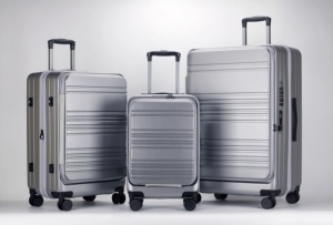 Ensembles de bagages 20 24 28 "Valise de voyage de luxe personnalisée Ouverture frontale pour bagages avec chargement USB, Trolle à ouverture frontale latérale 100% PC - Product Image 3