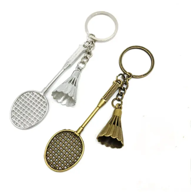 Bạc Kim Loại Chai 3D Cầu Lông Mặt Dây Chuyền Charm Keychain