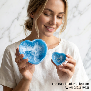 Handmade Resin <b>Heart</b> <b>Bowls</b> Blue Marbled Modern Luxury Design Eco-Friendly Dishwasher Safe Salad <b>Bowls</b> for Gifting Wedding Party - Product Image 1