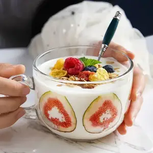 Wholesale 450ML Mugs Milk Tea Breakfast Cereal Coffee Glass Cup