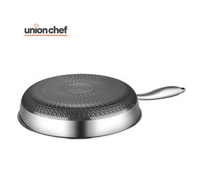 Sartén de acero inoxidable de tres capas superventas, cerámica de inducción de alta calidad, antiadherente con patrón de grabado Woks - Product Image 2