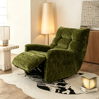 Fauteuil inclinable en chenille flocon de neige VOXHOME, style français, canapé simple, dossier réglable, structure en bois de pin, fauteuil de salon