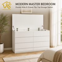 Armoire de rangement en bois de style moderne à 8 tiroirs avec compartiments cachés pour chambres, salons et hôtels