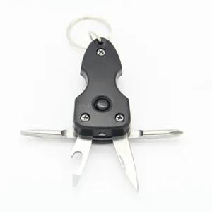 Multi-purpose Led Keyring Mini Outdoor Pocket Multi Tool With Led Flashlight Black/Red/Green