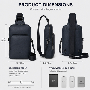 GORFIA Nouvelle Sacoche de Ceinture en Cuir PU Gaufré pour Homme, Conception Personnalisée OEM, Sacs Bandoulière avec Sangle Réglable pour Voyage et Entraînement - Product Image 2