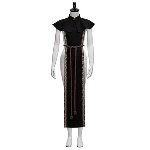 Costume da Suora Medievale per Donne, <span class=keywords><strong>Abito</strong></span> Religioso Nero e Bianco, Tunica <span class=keywords><strong>con</strong></span> <span class=keywords><strong>Scapolare</strong></span> Ricamato e Finiture Dorate, Costume di Halloween - Product Image 2