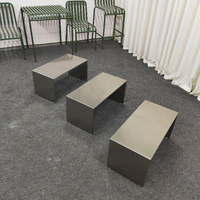 Table basse rectangulaire moderne en acier inoxydable brossé, taille personnalisée, table centrale en métal pour bureau et salon