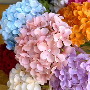 Venta al por mayor barato solo cabeza blanco rosa Hortensia flor artificial para la boda Día de la madre Año Nuevo chino fiesta de año nuevo - Product Image 3