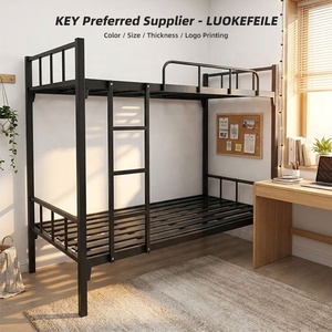 Lit superposé en métal robuste tout en fer, double étage, moderne, pour adultes, chambre à coucher, école, dortoir d'étudiants, hôtel - Product Image 2