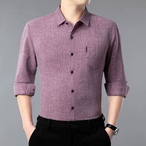 <span class=keywords><strong>Chemise</strong></span> en <span class=keywords><strong>lin</strong></span> à manches longues pour homme, printemps et automne, couleur unie, sans <span class=keywords><strong>repassage</strong></span>, style décontracté - Product Image 2