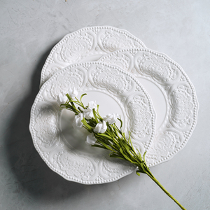 <span class=keywords><strong>Vaisselle</strong></span> en porcelaine, assiette blanche, en céramique et gaufré, style <span class=keywords><strong>Baroque</strong></span>, <span class=keywords><strong>vaisselle</strong></span>, offre spéciale, - Product Image 5