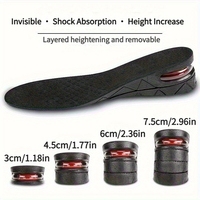Semelles rehausseuses invisibles en PVC 4 couches pour chaussures, avec coussin d'air, absorption des chocs et respirabilité, pour une augmentation de la hauteur et un confort stable.