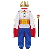 KYO Costume de Roi Médiéval pour Enfant Garçon, Haut à Manches Longues avec Pantalon, Tenue de Fête Cosplay