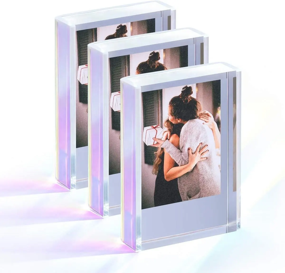 Acrylic Instax Mini Polaroid Picture Frame Iridescent Picture Frames for Desktop & Tabletop Fujifilm & Polaroid Film 3 pac