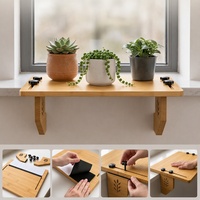 Étagère d'extension de rebord de fenêtre en bambou, support de plantes sans perçage, support en bois pour plantes d'intérieur, support pour pots de fleurs succulentes, OEM