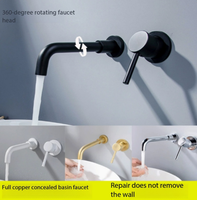 Robinet de lavabo mural moderne, mitigeur d'évier de salle de bain, eau froide et chaude, pour maison, hôtel, villa, appartement