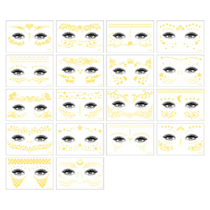 Adesivi per Trucco Jiangmei Little Stars, Effetto Lentiggini 3D, Tatuaggio Temporaneo <span class=keywords><strong>con</strong></span> Stampa Dorata per Feste in Maschera, 150x105mm, 1pz/opp - Product Image 6