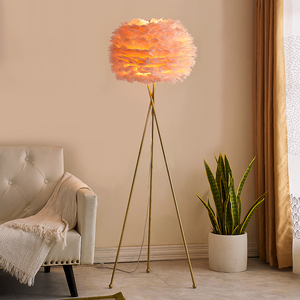 led moderne <span class=keywords><strong>abat</strong></span> <span class=keywords><strong>jour</strong></span> plume matériel d'art de fer <span class=keywords><strong>lampadaire</strong></span> trépied lampe verticale salon maison de - Product Image 4