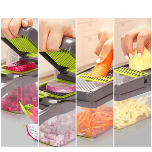 Set 14 Pezzi Tritatutto <span class=keywords><strong>Manuale</strong></span> da Cucina, Macchina per Schiacciare Aglio e Cipolla, Utensile per Frutta e Verdura, Strumento per Preparare Samosa - Product Image 2