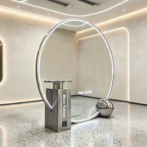 Miroir de Salon LED Complet en Verre pour Coiffure, Table d'Outil de Coiffage, Mobilier Commercial de Barbier - Vente en Gros Usine - Product Image 2