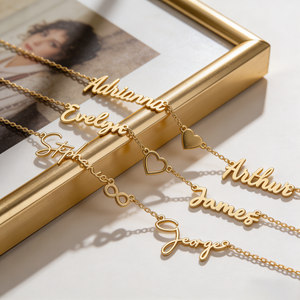 Collier personnalisé à double nom avec pendentif cœur, plaqué or 18 carats, acier inoxydable, bijoux personnalisés, résistant à l'eau, <span class=keywords><strong>amour</strong></span> éternel pour couple - Product Image 2