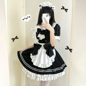 Tenue de demoiselle d'honneur Anime, robe noire et blanche pour femmes, Costume Lolita, taille adulte, taille unique - Product Image 4