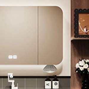 <span class=keywords><strong>Meuble</strong></span> de salle de bain en PVC durable, directement de l'usine, avec miroir LED et deux tiroirs, idéal pour les appartements - Product Image 4