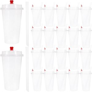High Quality Takeaway Custom pp <b>Plastic</b> 16oz 20oz Disposable Fruit Milk Bubble Tea <b>Cup</b> Whit Lids - Product Image 1