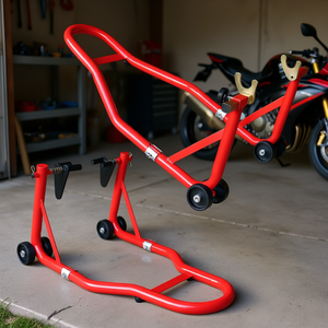 Supporto per Moto Sportiva Rosso, Capacità 450 kg, Sollevatore Ruota Anteriore e Posteriore per Riparazione e Manutenzione - Product Image 2