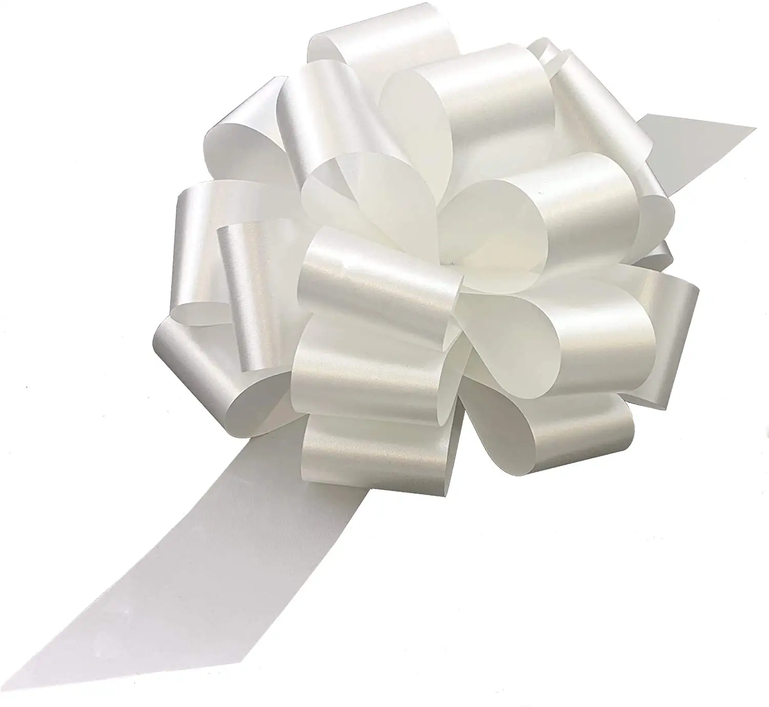 हर रोज वेलेंटाइन दिवस शादी की पार्टी उपहार कार सजावट 5 इंच सफेद सादे पाली घुंघराले रिबन पोम पोम खींच आसान धनुष