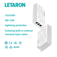 Alimentation LED simple 12V DC 6W/15W ultra-mince, étanche, certifiée CCC RoHS, pour solutions d'éclairage de meubles OEM