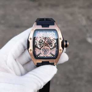 Reloj Deportivo de Lujo para Hombre <span class=keywords><strong>OBLVLO</strong></span>, Diseño Esqueleto, Movimiento Automático, Correa de Caucho, Resistente al Agua, Características Mecánicas - ZM - Product Image 1