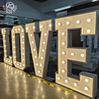 Led curvo Carta de amor Luz grande Señal de pared de neón inalámbrica Letras de marquesina 3D