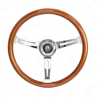 Volant de course sport universel en ABS de 380 mm (15 pouces) avec simulation bois, style Wolfsburg classique vintage