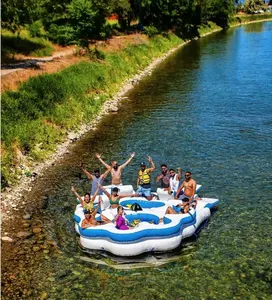 Inflatable Floating Island Water Play Equipment Floating Island 10 Person Inflatable Pool Float Island