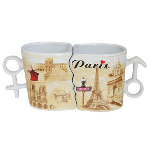 Juego de Tazas de Cerámica con Diseño Personalizado, Único y Encantador, con Estampado de París, Recuerdo, Tazas de Café con Besos para Parejas - Product Image 4