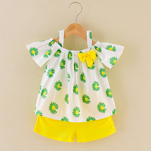 Bebé niño ropa de niñas flores Tank Tops blusa de pantalones cortos de verano traje de bebé conjunto - Product Image 1