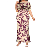 Vente en gros Robe florale décontractée Design tribal hawaïen polynésien Personnaliser Plus Size Prom Samoa Puletasi Island Robe pour dame