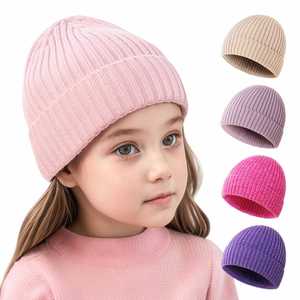 หมวกไหมพรมเด็กแบบนุ่มยืดหยุ่น OEM/ODM ผลิตจากอะคริลิก 100% สีลูกกวาด  สำหรับเด็กผู้ชายและเด็กผู้หญิง เหมาะสำหรับใส่เดินทางและให้ความอบอุ่น - Product Image 1