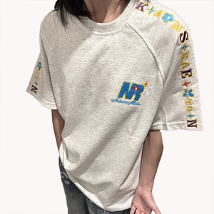 เสื้อยืดแขนสั้นผ้าหนาพิมพ์ลายเฮเธอร์แบบปรับแต่งได้ คุณภาพสูง สำหรับผู้ชายและคู่รัก - Product Image 4