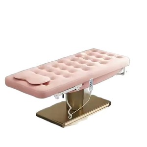 Camilla de Masaje Eléctrica Rosa para Salón de Belleza con Base Dorada, Último Diseño, Cama para Pestañas - Product Image 3