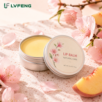 Baume à lèvres hydratant à la fleur de pêcher avec logo personnalisé, 15g, soin des lèvres portable en boîte, fabrication en gros OEM ODM, fabricant de marque privée