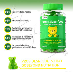 Gommose Super Verdi per Adulti con Spirulina, Clorella, Probiotici, Fibre, 20 Vitamine, Minerali, Adattogeni, Superalimento Multivitaminico - Product Image 3