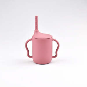 Taza de silicona libre de BPA para bebés con pajita y asas dobles, taza para beber libre de BPA para niños pequeños - Product Image 1