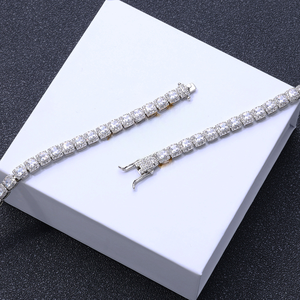 Streetwear Fashion 24K <b>Gold</b> Dipped Finish Crushed Ice Baguette Moissanite S925 Silver Tension <b>Set</b> Ice Bling Custom Factory OEMs - Product Image 3
