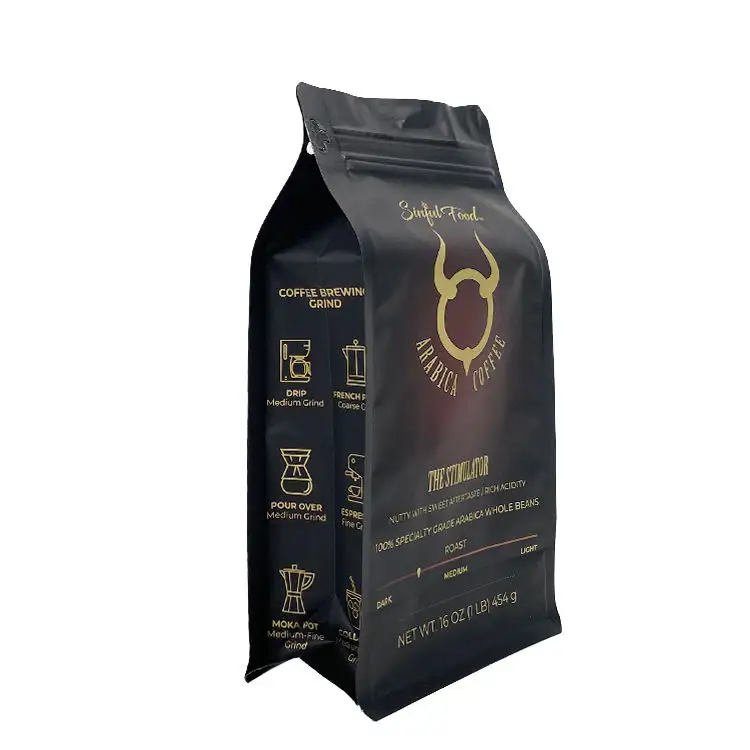 Personalized para cafe bolsas packaging 2kg Custom 12 ounce 16oz matte black coffee bag with valve