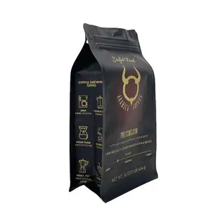 Индивидуальная упаковка para cafe bolsas, 2 кг, 12 унций, матовая черная кофейная сумка с клапаном